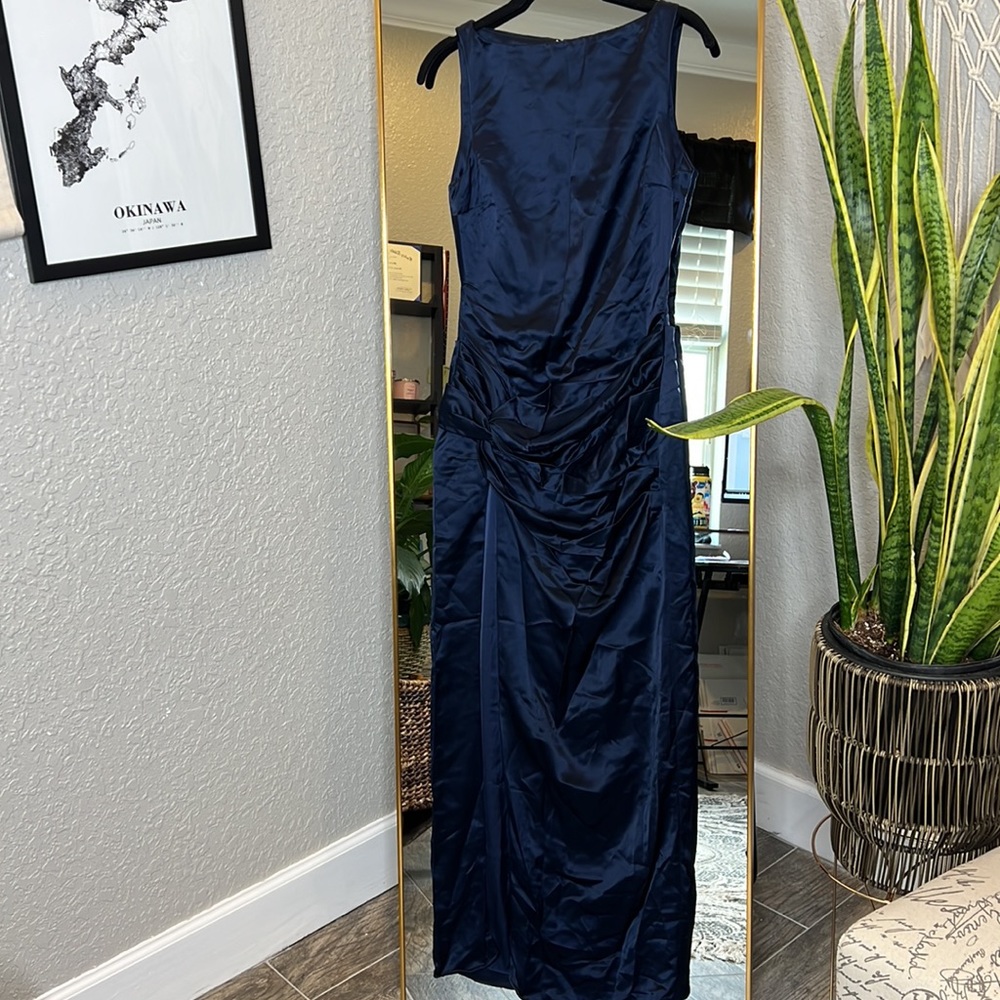 HOUSE OF CB 'Roxanne' Navy Thigh Slit Maxi Dress NWOT - Picture 7 of 10